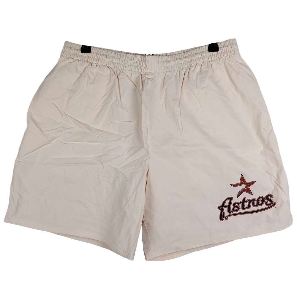 Houston Astros Mitchell & Ness MLB Large Woven Track Shorts Cream NWT